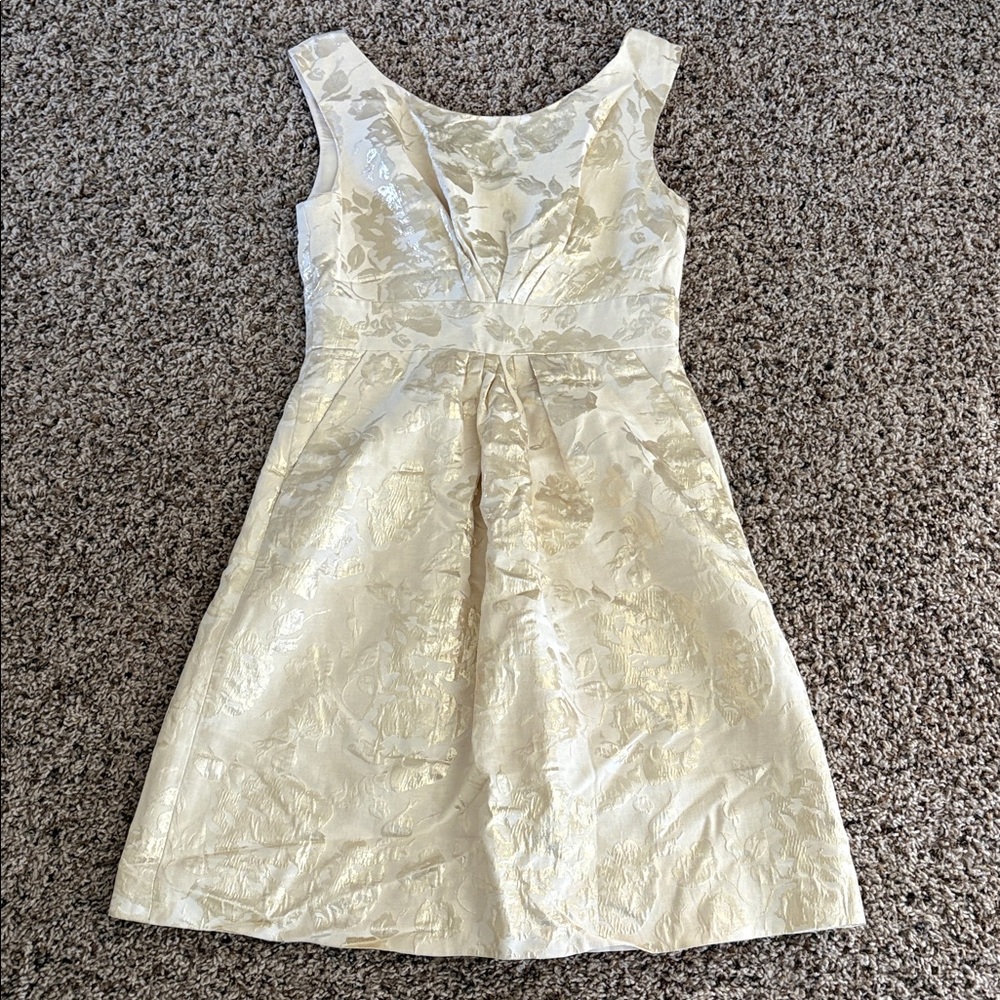 Kate Spade Ivory Gold Deanna Brocade Cocktail Dress size 2